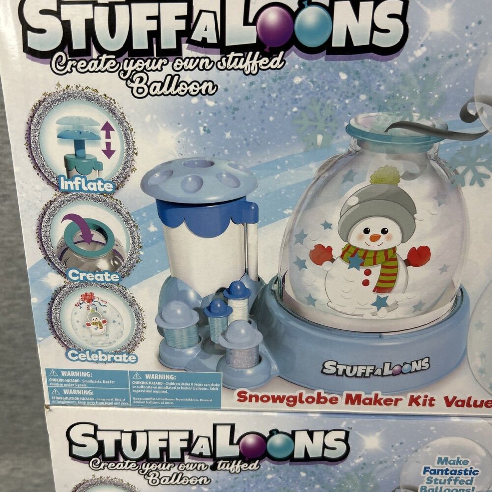 2! - Goodmark Stuffaloons Snow Globe Maker Kit Value Sets Penguin And Snowman! - Picture 2 of 16